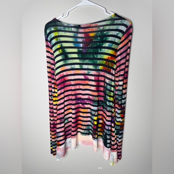 Desigual asymmetrical art to wear abstract Colorful Striped long slv blouse Lg - Picture 4 of 4